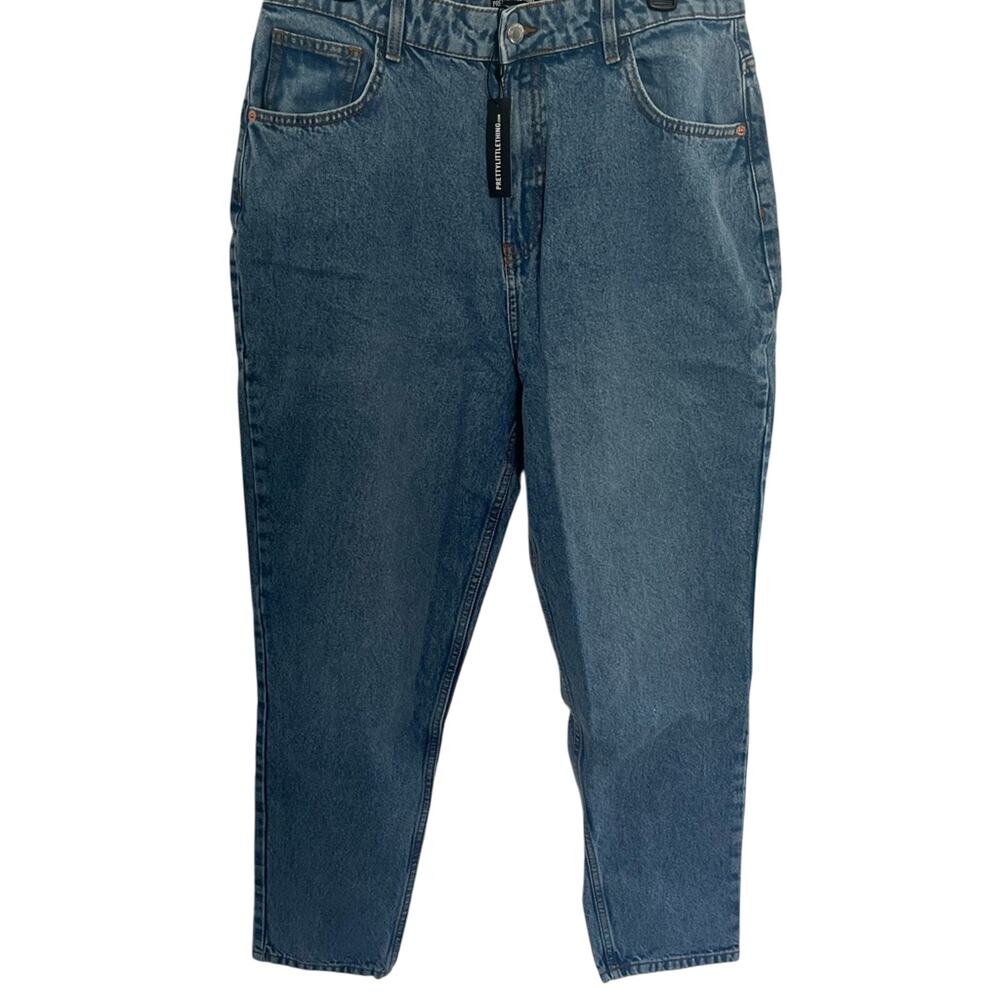 NWT PrettyLittleThing Blue High Rise Mom Jeans Size 8
